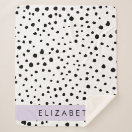 ダルマのドット、スポット、白黒、あなたの名前 シェルパブランケット