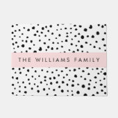 ダルマのドット、スポット、白黒、あなたの名前 ドアマット (正面)