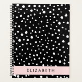 ダルマのドット、スポット、白黒、あなたの名前 プランナー手帳 (正面)
