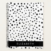 ダルマのドット、スポット、白黒、あなたの名前 プランナー手帳 (正面)