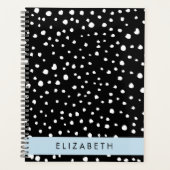 ダルマのドット、スポット、白黒、あなたの名前 プランナー手帳 (正面)