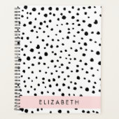 ダルマのドット、スポット、白黒、あなたの名前 プランナー手帳 (正面)
