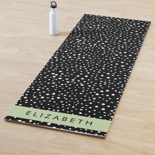 ダルマのドット、スポット、白黒、あなたの名前 ヨガマット (インサイチュ)