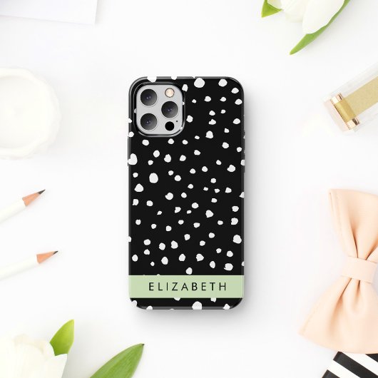 ダルマのドット、スポット、白黒、あなたの名前 Case-Mate iPhoneケース