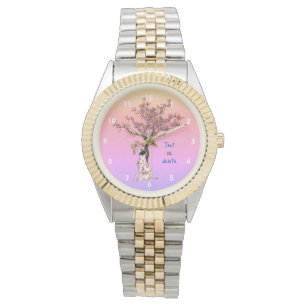 ダルマの子犬と蝶パーソナライズされた々 腕時計