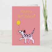 ダルマの犬の願いハッピーバースデー 箔グリーティングカード (正面)