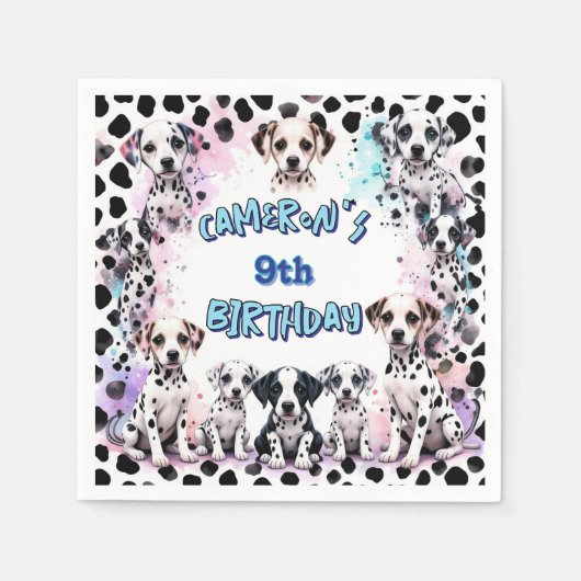 ダルマよくはしゃぐティアンスポットウォーターカラー誕生日ナプキンス スタンダードカクテルナプキン (正面)