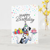 ダルマよくはしゃぐティアンドッグおもしろい誕生日 カード (黄色い花)