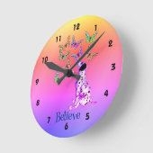 ダルマカラフルスの信じ犬 ラウンド壁時計 (傾斜)