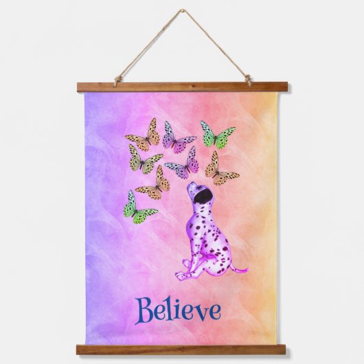 ダルマカラフルスの信じ犬 吊り下げ型タペストリー (正面)