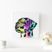 ダルマカラフルティアン犬頭 スクエア壁時計 (ホーム)