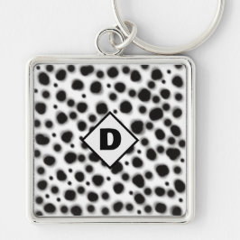 ダルマチアかわいい白黒ドットアニマルプリント キーホルダー