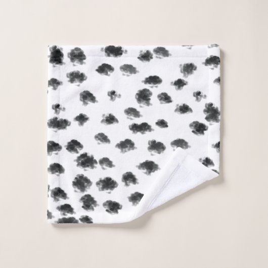 ダルマチアかわいい白黒ドットアニマルプリント バスタオルセット (ウォッシュタオル)