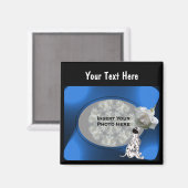 ダルマチアの子犬と白いバラの写真 マグネット (正面/裏面)