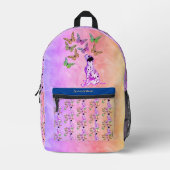 ダルマチアの子犬と蝶パーソナライズされた プリントバックパック (正面)