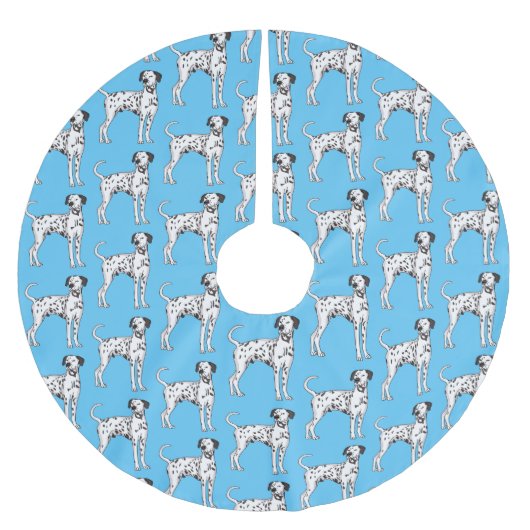 ダルマチアの犬の漫画 ブラッシュドポリエステルツリースカート (正面)