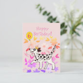 ダルマチアの犬は幸せな6歳の誕生日を願う！ ポストカード (スタンド正面)