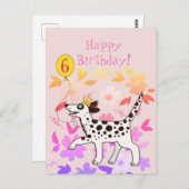 ダルマチアの犬は幸せな6歳の誕生日を願う！ ポストカード (正面/裏面)