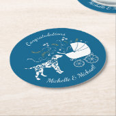 ダルマチアの赤ちゃんシャワー ラウンドペーパーコースター (アングル)