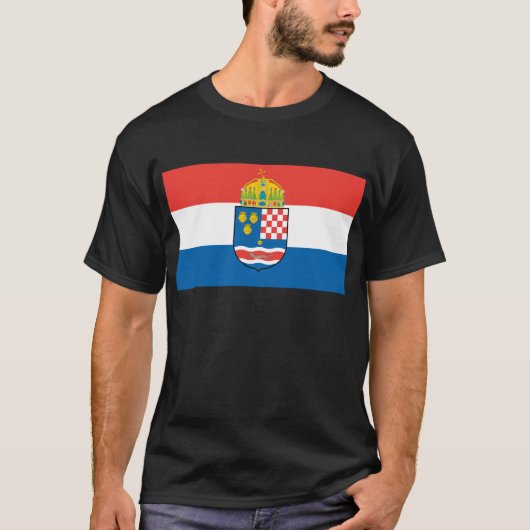 ダルマチアクロアチアおよびスラボニアの旗の王国 Tシャツ (正面)
