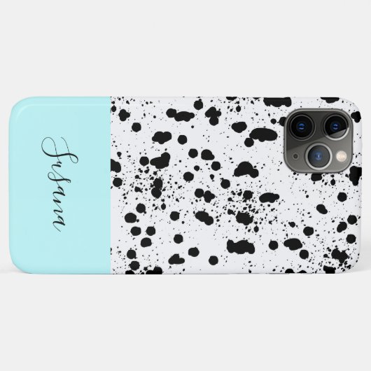 ダルマチアプリントとアグアブルー名前をカスタムする Case-Mate iPhoneケース (裏面(横))