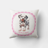 ダルマチアプリント誕生日 | 白黒パーティー クッション (裏面)