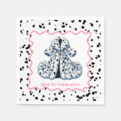 ダルマチアプリント誕生日 | 白黒パーティー スタンダードカクテルナプキン (正面)