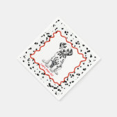 ダルマチアプリント誕生日 | 白黒パーティー スタンダードカクテルナプキン (角)