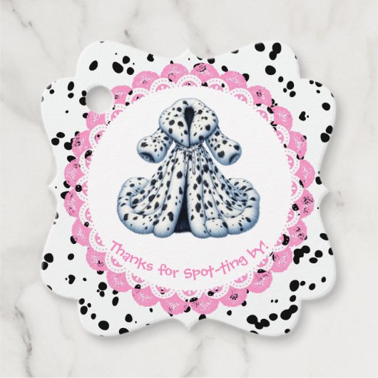 ダルマチアプリント誕生日 | 白黒パーティー フェイバータグ (正面)