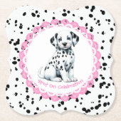 ダルマチアプリント誕生日 | 白黒パーティー ペーパーコースター (正面)