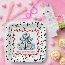 ダルマチアプリント誕生日 | 白黒パーティー ペーパープレート