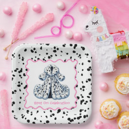 ダルマチアプリント誕生日 | 白黒パーティー ペーパープレート