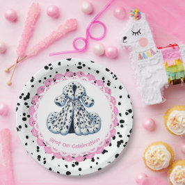 ダルマチアプリント誕生日 | 白黒パーティー ペーパープレート