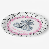 ダルマチアプリント誕生日 | 白黒パーティー ペーパープレート (アングル)