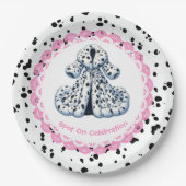 ダルマチアプリント誕生日 | 白黒パーティー ペーパープレート (正面)