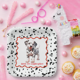 ダルマチアプリント誕生日 | 白黒パーティー ペーパープレート