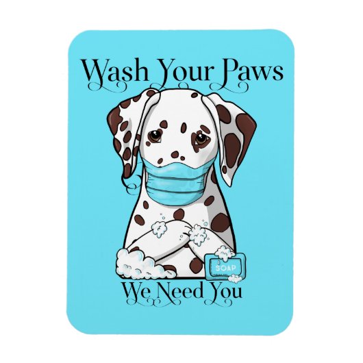 ダルマチアンあなたの足を洗う マグネット (縦)