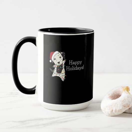ダルマチアンクリスマスドッグ冬獣犬 マグカップ (ドーナツ付き)