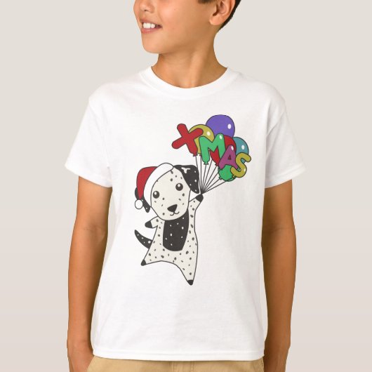 ダルマチアンクリスマスドッグ冬獣犬 Tシャツ (正面)