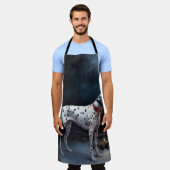 ダルマチアンスノウリースレイクリスマスデコール エプロン (着用した状態)