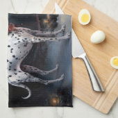 ダルマチアンスノウリースレイクリスマスデコール キッチンタオル (四つ折り)