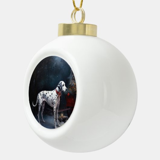 ダルマチアンスノウリースレイクリスマスデコール セラミックボールオーナメント (右)