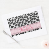 ダルマチアンスポットパターンピンクありがとう 長方形シール (封筒)