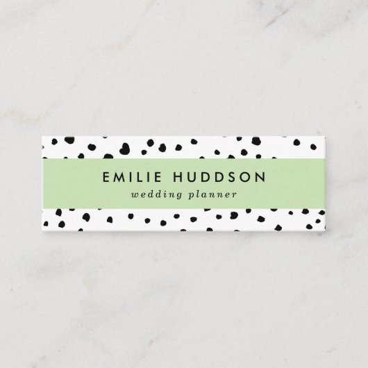 ダルマチアンスポット、ダルマチアンドット、白黒 スキニー名刺 (正面)