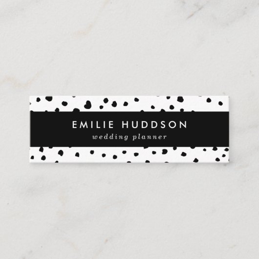 ダルマチアンスポット、ダルマチアンドット、白黒 スキニー名刺 (正面)