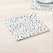 ダルマチアンスポット、ダルマチアンドット、白黒 スクエアペーパーコースター (アングル)