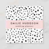 ダルマチアンスポット、ダルマチアンドット、白黒 スクエア名刺 (正面)