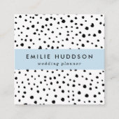 ダルマチアンスポット、ダルマチアンドット、白黒 スクエア名刺 (正面)