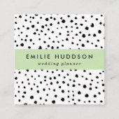 ダルマチアンスポット、ダルマチアンドット、白黒 スクエア名刺 (正面)