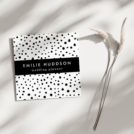 ダルマチアンスポット、ダルマチアンドット、白黒 スクエア名刺